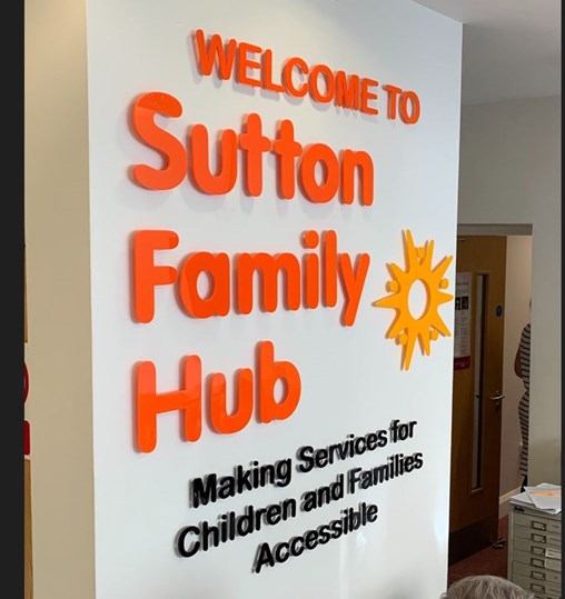 St Helens BABS Sutton Family Hub sign 04-01-24