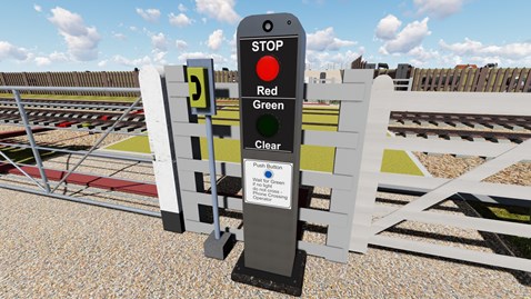 mini stop lights at level crossing