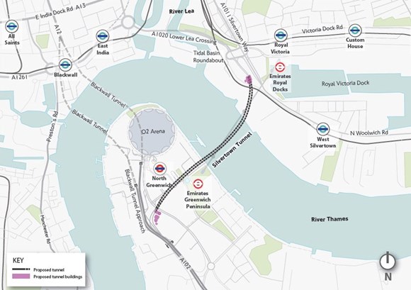 TfL Image - Silvertown Tunnel alignment