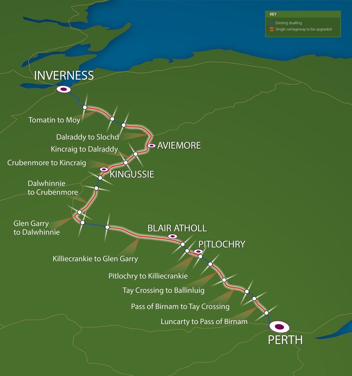 Map-of-the-A9-dualling-route