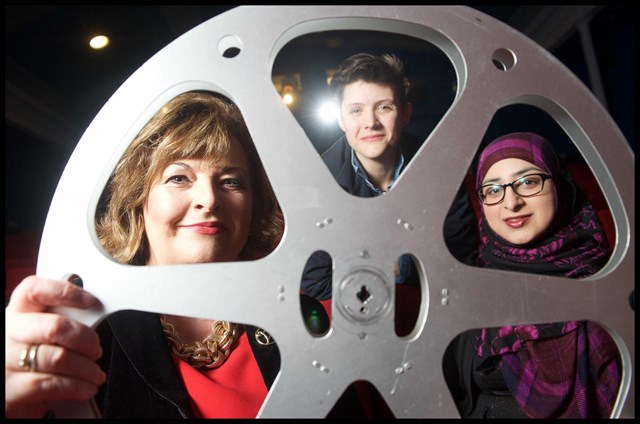 Funding for festivals: L-R - Cabinet Secretary Fiona Hyslop, and filmmakers Siri Rodnes and Raisah Ahmed