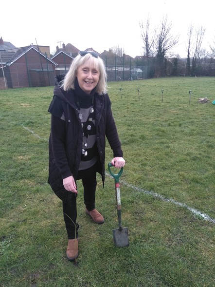 Cllr Karen Shakespeare at a community tree planting