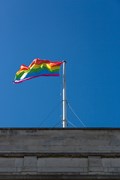 TfL Image - Pride 2018 Copyright Transport for London: The Pride flag flies above 55 Broadway
