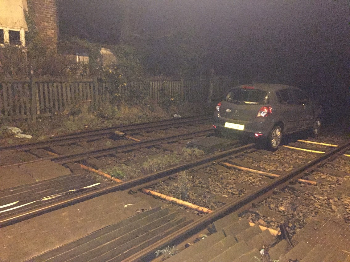 Yapton - driver ends up on railway: Yapton - driver ends up on railway, a few days before Christmas 2016