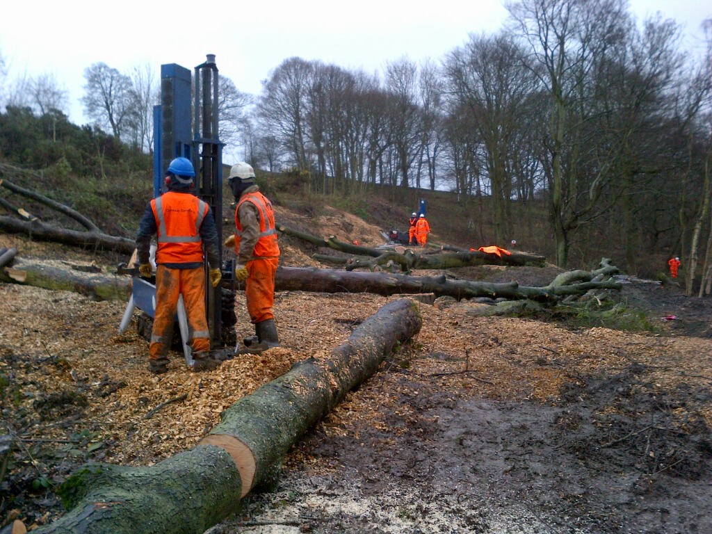 Hillside movement at Unstone and work to repair it: February 2014