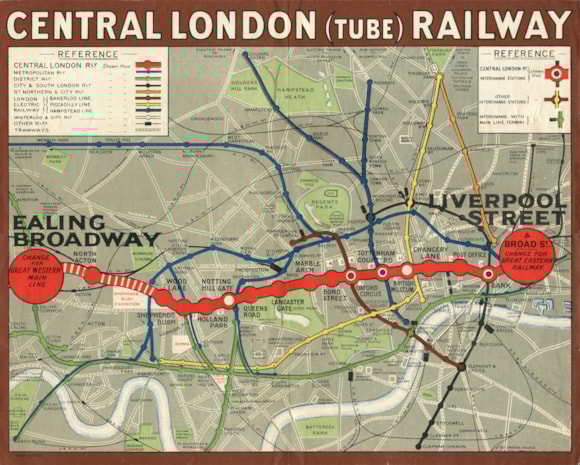 TfL celebrates the Central line’s 125th anniversary with treasure hunt open to all at this year’s Open House Festival: Pocket Central London Railway map, 1912 © TfL from London Transport Museum's collection