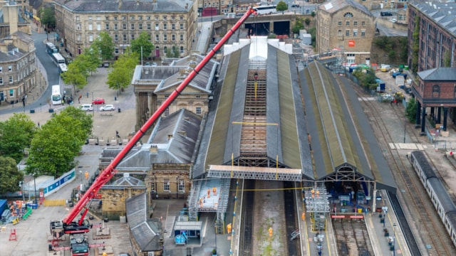 Huddersfield station in the midst of generational change: Hudds station canopy