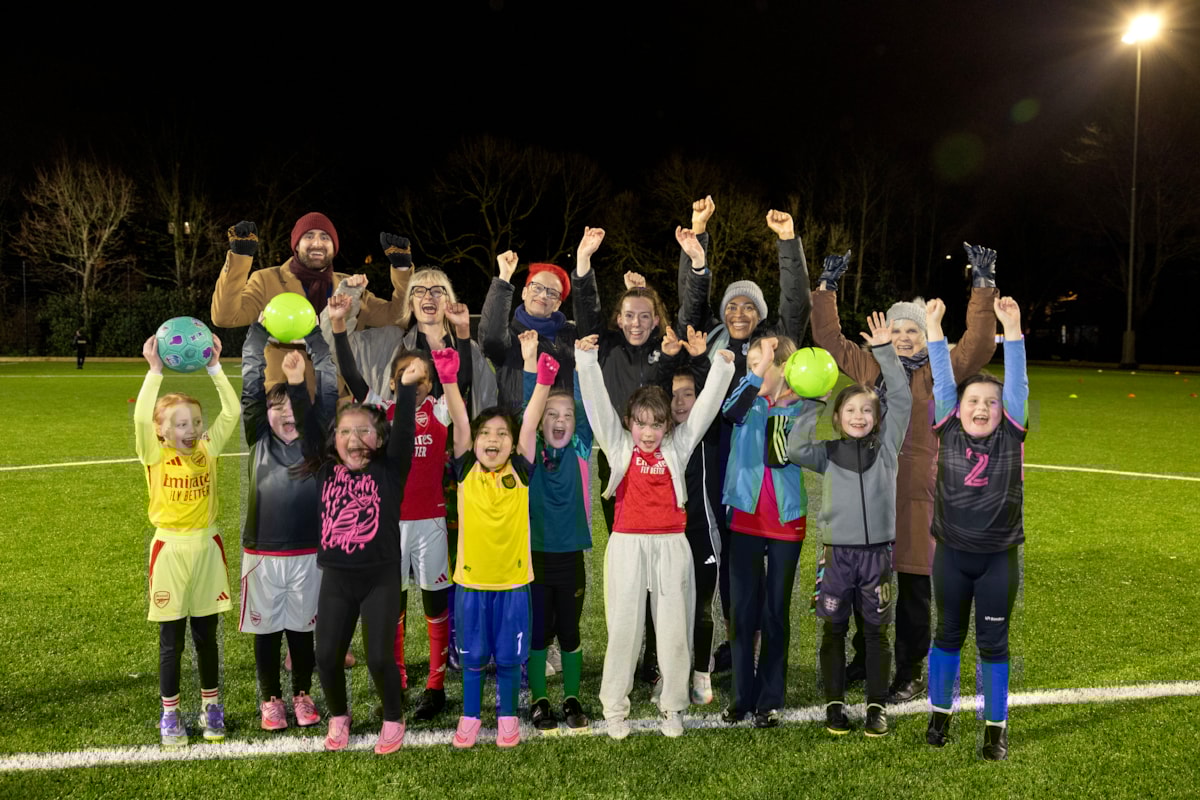 Cllr Dr Sara Hyde and Junction ward Cllrs with coaches and children at Whittington Park football pitch
