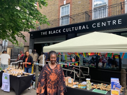 Anna Njie, Director of Go Africa, stood outside the Black Cultural Centre.