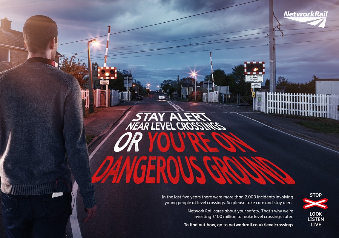 Welsh students targeted in new level crossing safety campaign: Student level crossing safety awareness poster