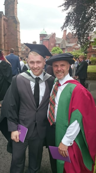 Andy Griffiths on his University of Cumbria graduation day in 2015