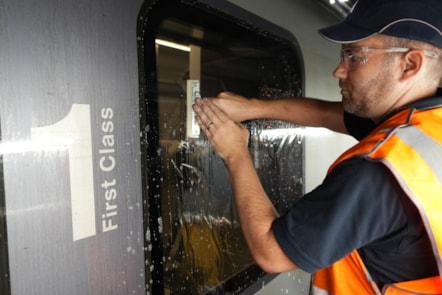 Window film being installed on a TPE train (9)-2