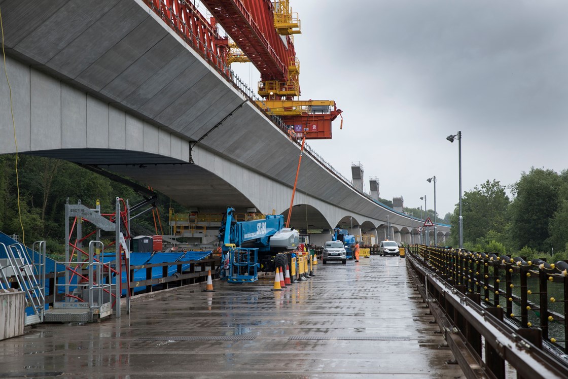 Colne Valley Viaduct progress Aug 23 (4): Latest images show the progress being made on the Colne Valley Viaduct - the UK's longest rail bridge - in August 2023.