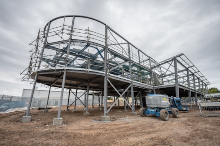 Image showcasing the progress of the construction of the new University of Cumbria's Barrow Campus