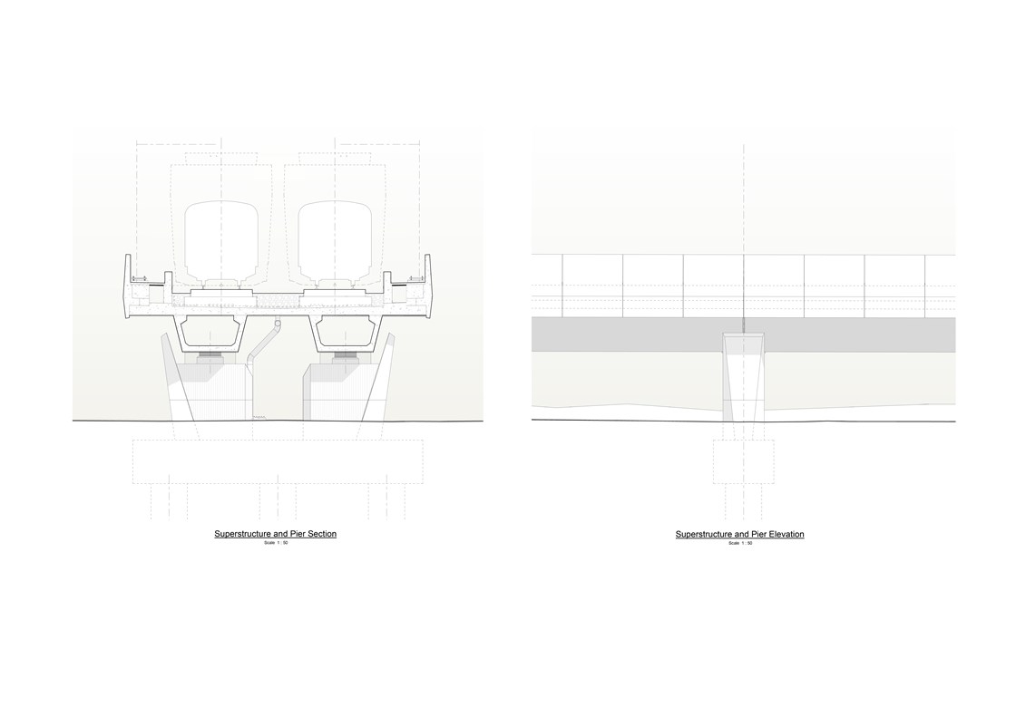 Thame Valley Viaduct - Superstructure and Pier Elevation and Section