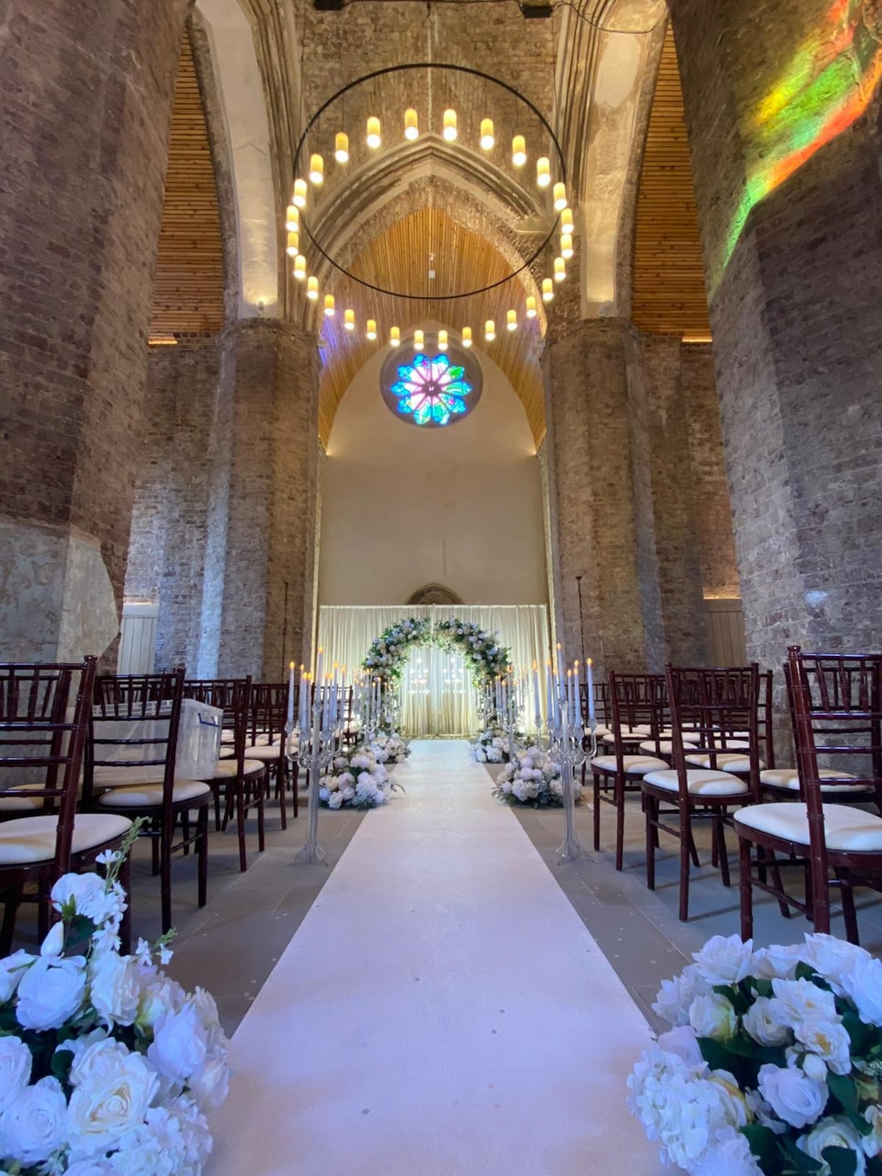 The interior of Abney Park Chapel decorated for Besime and Hakan's wedding (3)