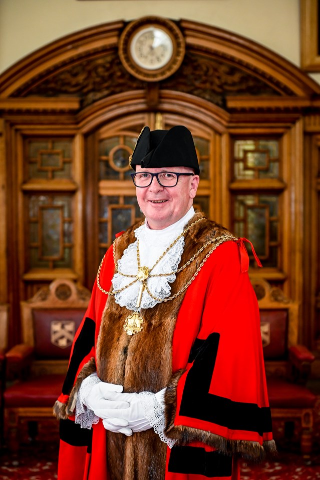 Cllr Ian Lindley in his Mayoral Robes