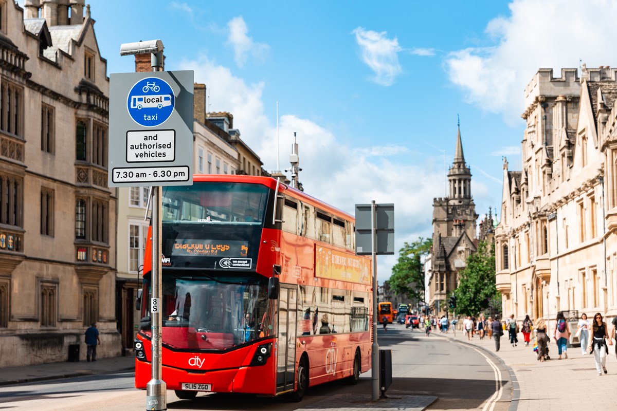 A bus gate in Oxford city centre