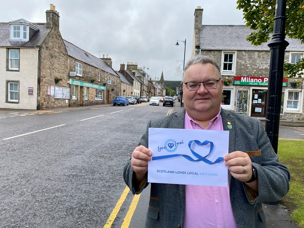 Cllr Graham Leadbitter Moray Loves Local Gift Card launch