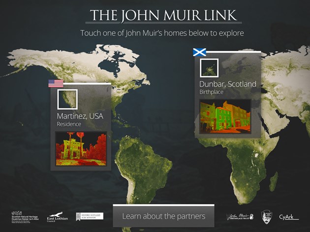 Transatlantic project celebrates John Muir: John Muir app - opening page