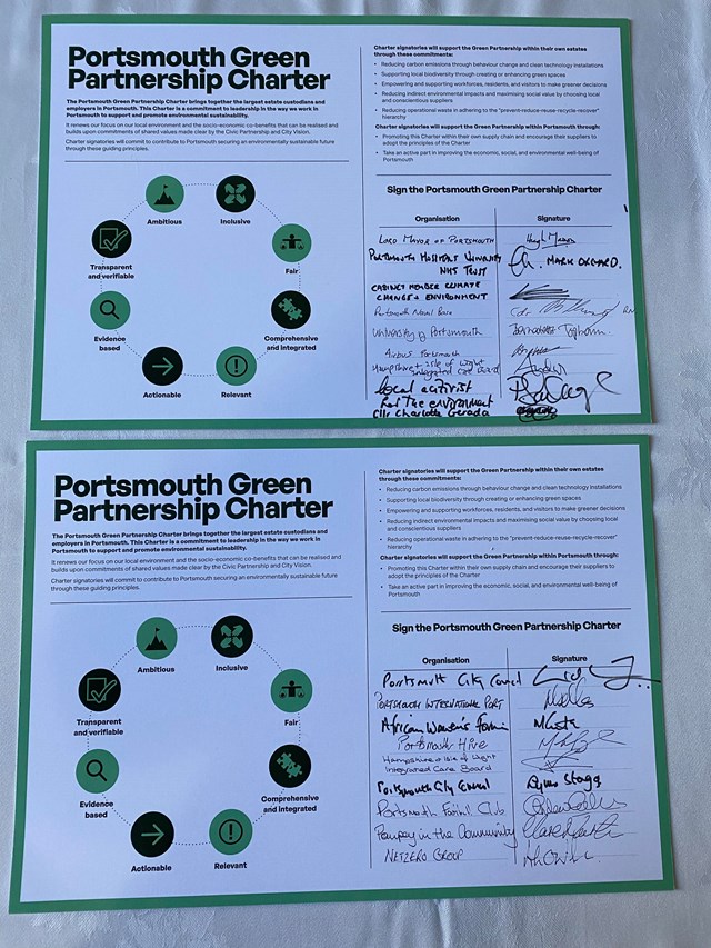 Portsmouth Green Partnership Charter - signatories