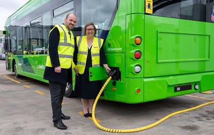 Leicester Electrification - Minister Holden with First Bus MD Janette Bell