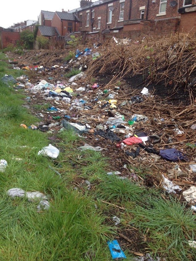 The disused railway line near Deepdale Mill Street, Preston, before the clean up