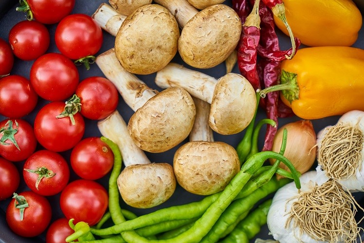 Vegetables on a surface