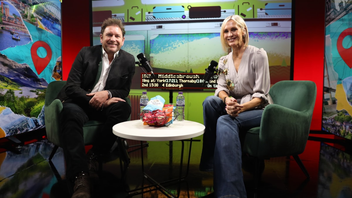 James Martin with Jenni Falconer in LNER Routes Studio cropped