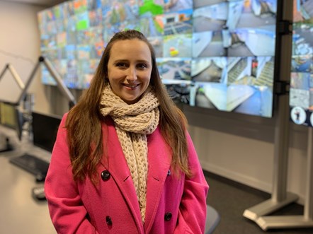 Laura Taylor in CCTV control room