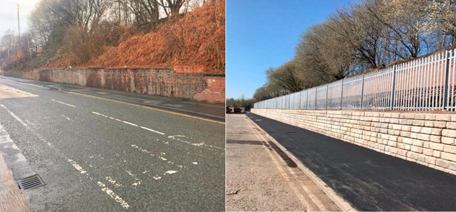 Stalybridge wall - before and after (1)