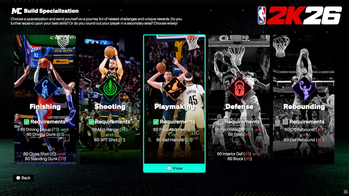 NBA 2K26 MyPLAYER Build Specialization 