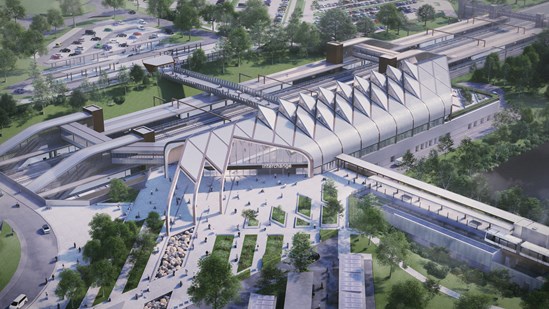 HS2’s eco-friendly Interchange station gains planning approval: Interchange Station aerial April 2020
