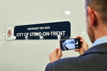 Avanti West Coast has updated the 'City of Stoke-on-Trent' nameplate on Pendolino 390129 to mark the city's centenary.