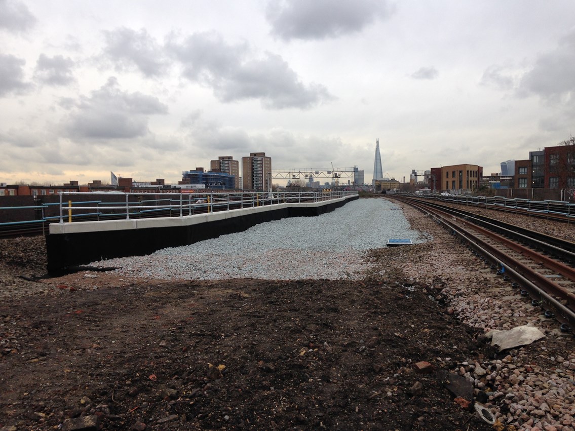 Bermondsey Dive Under: The former Southwark Park station site - there's track on it now