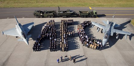 Members of Moray armed forces and civilian supporters spell out AFC (Armed Forces Covenant) at the original signing ceremony