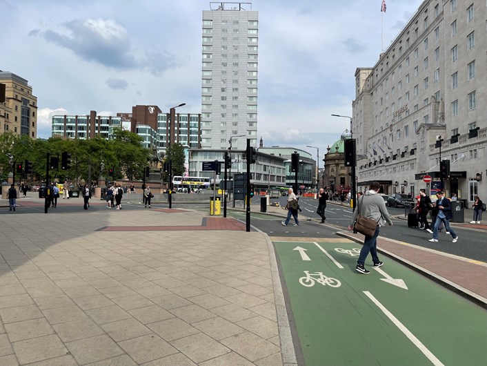 Wellington Street through City Square Leeds