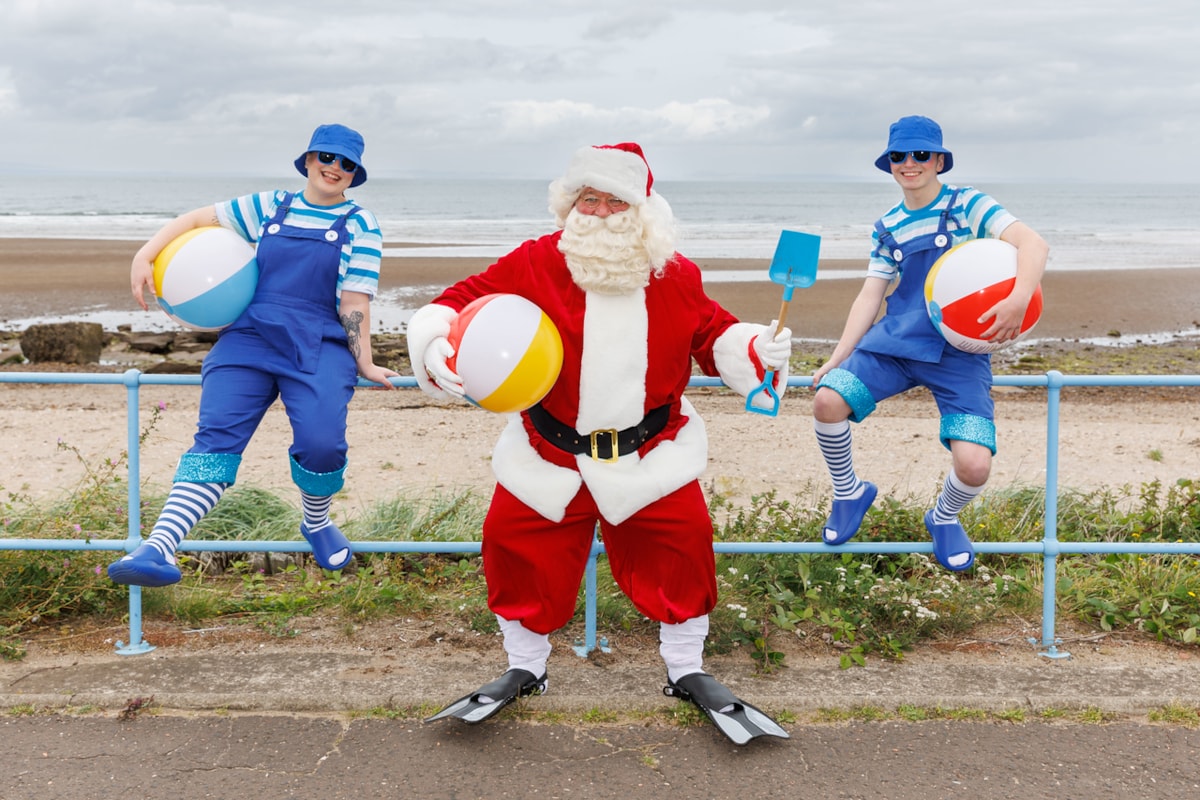 Santa and his Elves enjoy some seaside fun at Seton Sands
