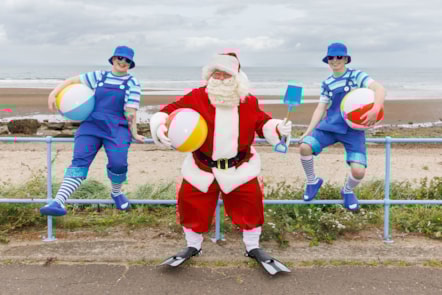 Santa and his Elves enjoy some seaside fun at Seton Sands