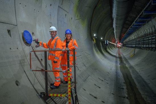 HS2 CEO Mark Wild installs a plaque in the Euston Tunnel under where HS2 passes the tomb of Sir Marc Brunel and his son Isambard Brunel: HS2 CEO Mark Wild installs a plaque in the Euston Tunnel under where HS2 passes the tomb of Sir Marc Brunel and his son Isambard Brunel