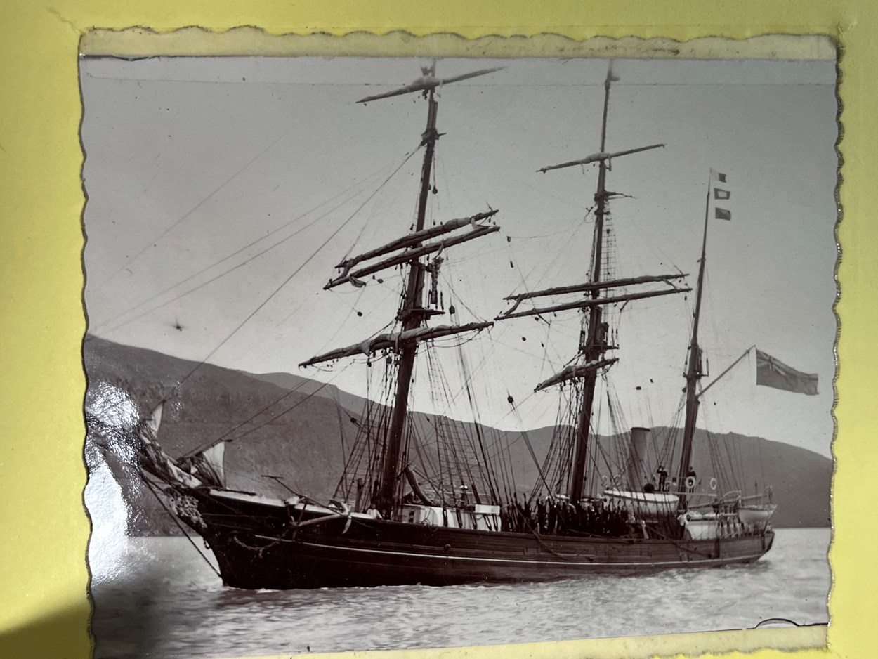 Antarctic photo album: Images from the album images capture what life was like aboard the ship, the crew and the breath-taking scenery they saw from the deck each day of their voyage.
It is believed they were taken by John Donald Morrison, The Morning’s chief engineer and many of the crew are featured, including the ship’s dogs.