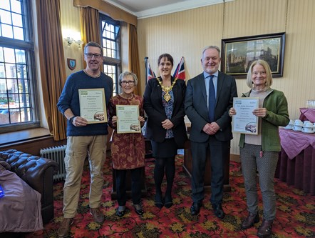Park Active volunteers rewarded for their service by the Mayor of Dudley, Cllr Andrea Goddard, and chief executive Kevin O'Keefe