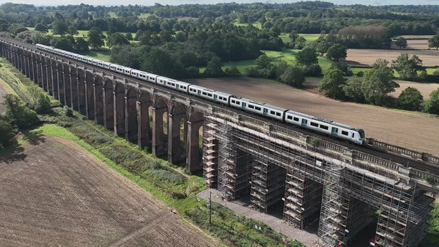 GTR Thamelink train travels over Ouse Valley Viaduct Oct 23