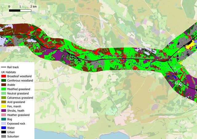 Latest technology used to improve thousands of miles of lineside biodiversity: Habitat map
