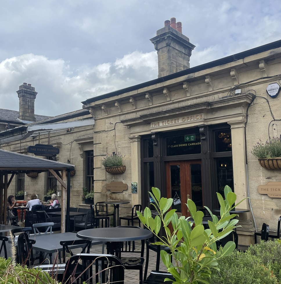 This image shows the ticket office pub at Ilkley