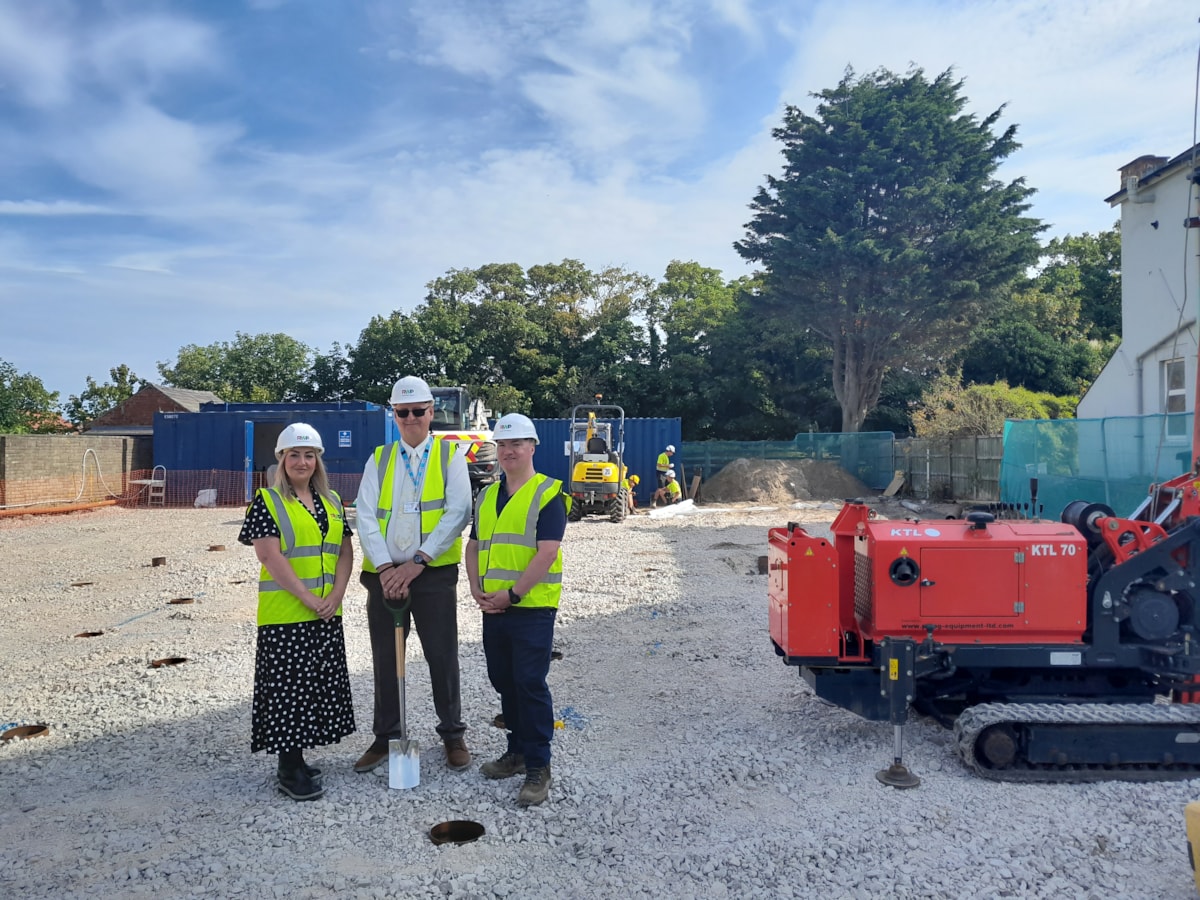 Lytham St Annes sod cutting Nicola Byrne, Cllr Martyn Sutton and Les Warren