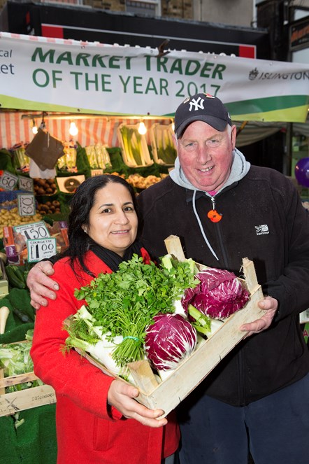Serpil Erce and Dave Jackson, winners of Market Trader of the Year 2017
