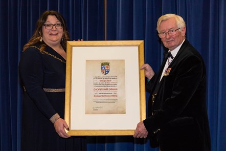 Convener of Moray Council, Cllr Shona Morrison, and Lord-Lieutenant Grenville Johnston. Pic courtesy of RAF Lossiemouth.
