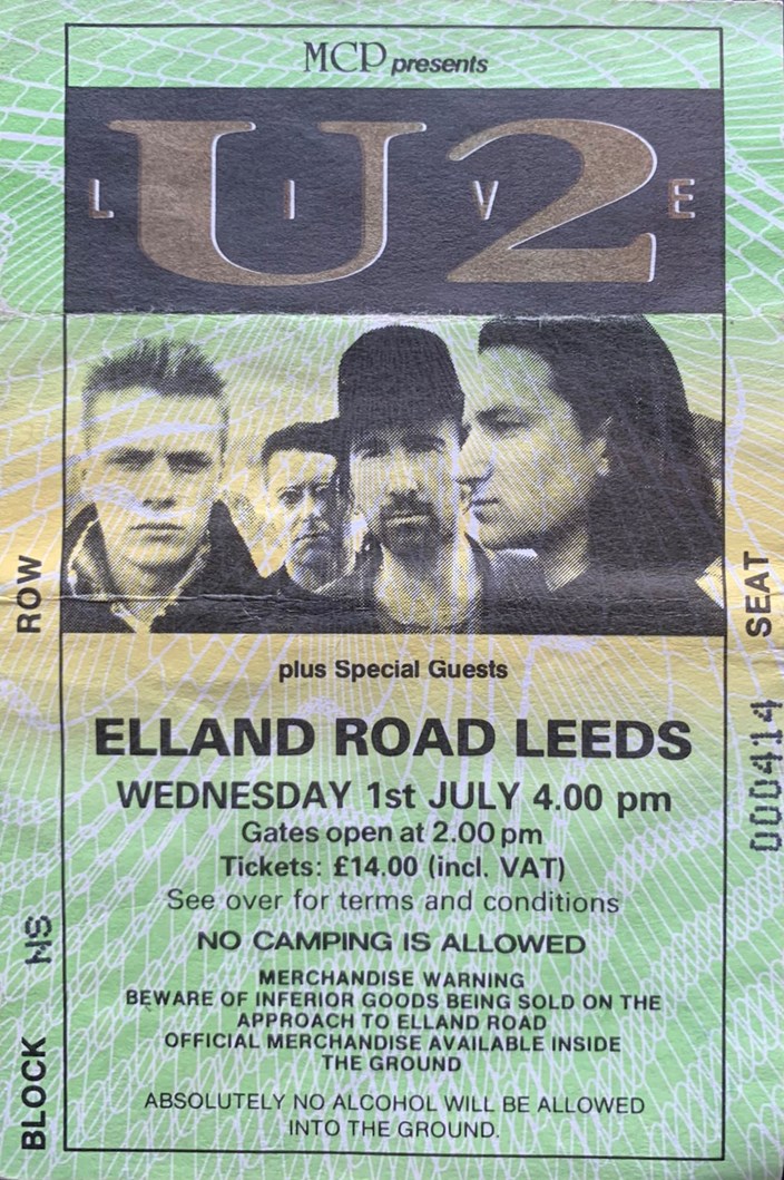 Leodis gig tickets: Tickets which feature in the collection include a stub for U2’s concert at Elland Road, which saw the band take to the stage in the sweltering heat of a summer evening in 1987. Credit Leeds Libraries