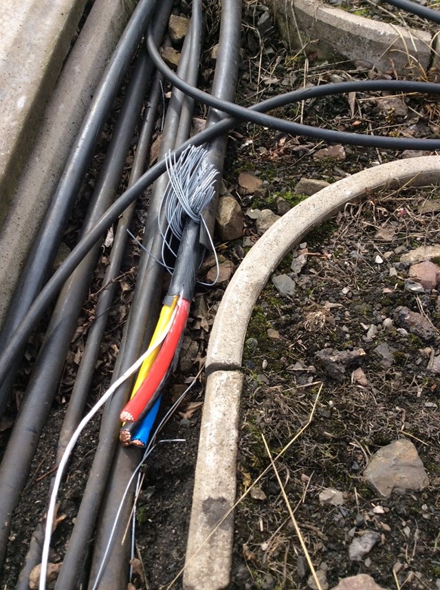 Damage from wire theft at Norton Bridge, Staffordshire